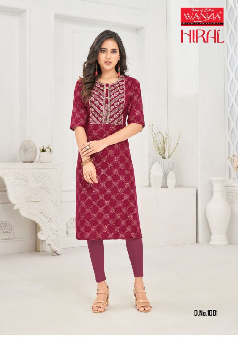Wanna Hiral Vol 3 Rayon Casual Wear Fancy  Kurtis With Gold Print