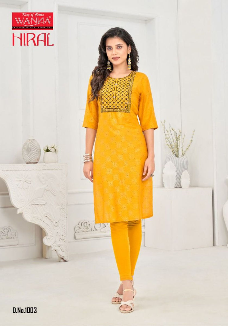 Wanna Hiral Vol 3 Rayon Casual Wear Fancy  Kurtis With Gold Print
