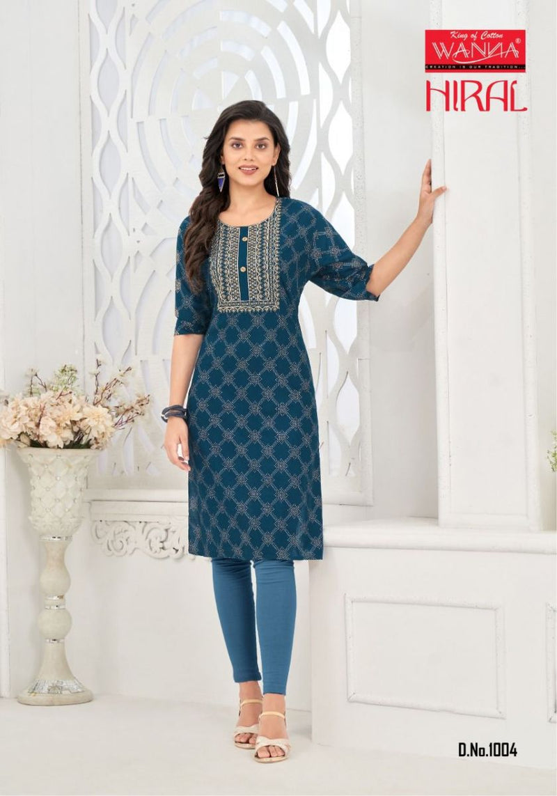 Wanna Hiral Vol 3 Rayon Casual Wear Fancy  Kurtis With Gold Print