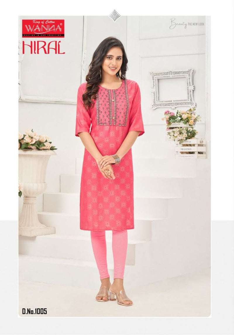 Wanna Hiral Vol 3 Rayon Casual Wear Fancy  Kurtis With Gold Print