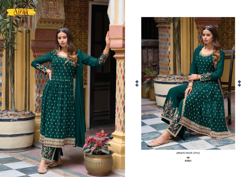 Ajraa Hiva Vol 7 Real Georgette Multi Embroidery Sequence Work Nyra Cut Partywear Designer Kurti