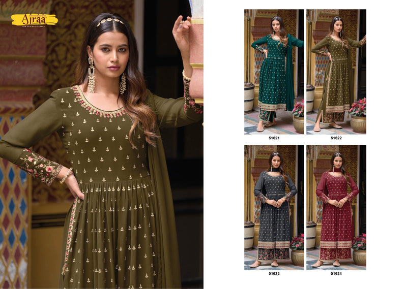 Ajraa Hiva Vol 7 Real Georgette Multi Embroidery Sequence Work Nyra Cut Partywear Designer Kurti