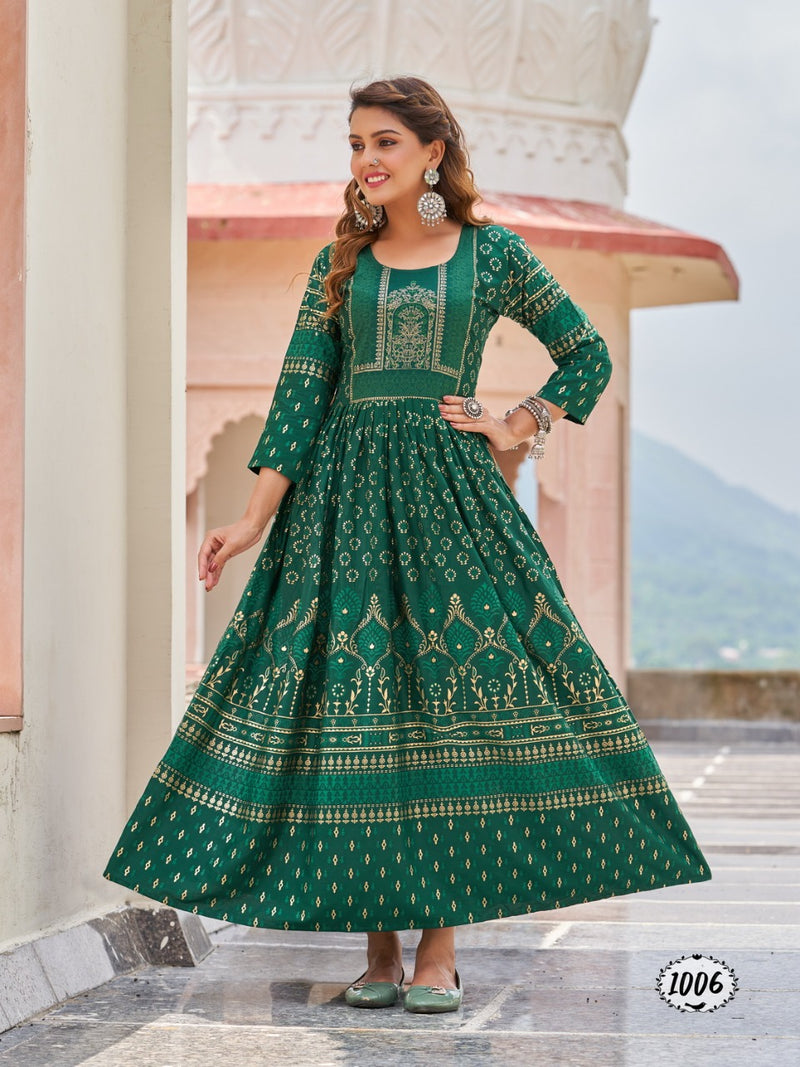 Radhika Honey Vol 1 Rayon With Printed Work Stylish Designer Party Wear Casual Look Long Gown