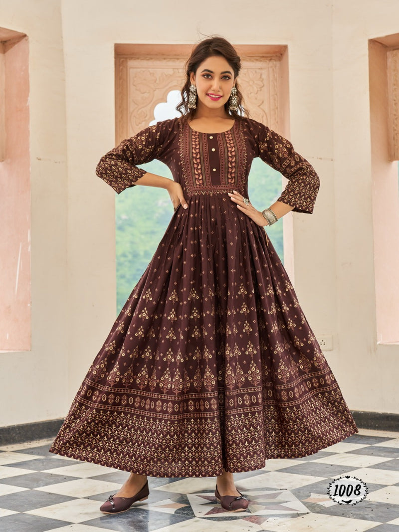 Radhika Honey Vol 1 Rayon With Printed Work Stylish Designer Party Wear Casual Look Long Gown