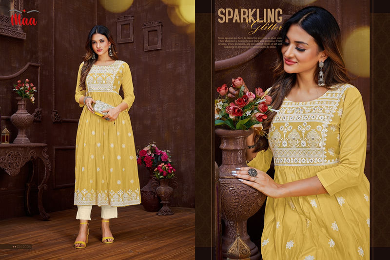 Maa Creation Hunar Pure Cotton With Fancy Work Stylish Designer Beautiful Look Party Wear Kurti
