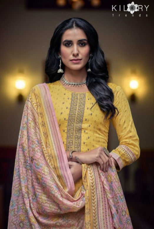 Kilory Trends Husna Jam Cotton Party Wear Salwar Suits With Fancy Embroidery