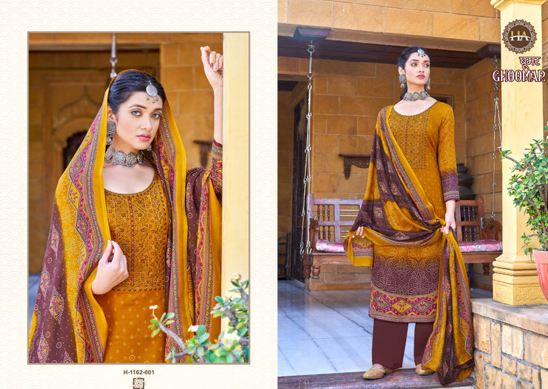 Harshit Fashion Ghoomar Vol 3 Pure Jam Cotton Digital Print With Embroidered Work Suit