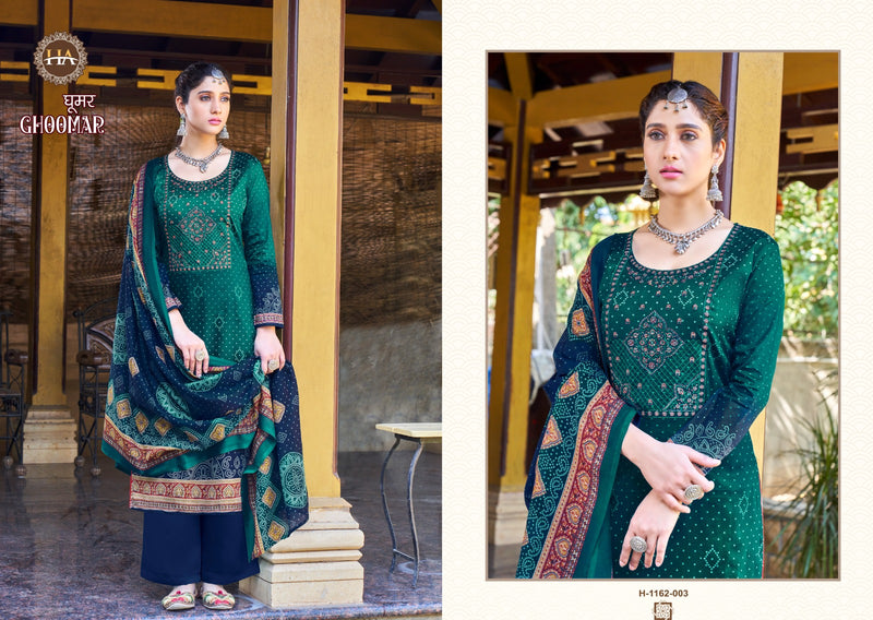 Harshit Fashion Ghoomar Vol 3 Pure Jam Cotton Digital Print With Embroidered Work Suit