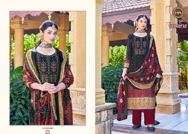 Harshit Fashion Ghoomar Vol 3 Pure Jam Cotton Digital Print With Embroidered Work Suit