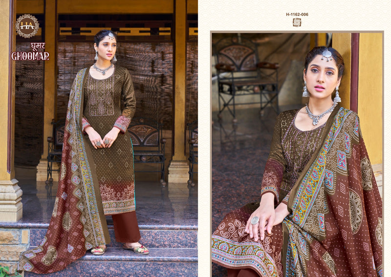 Harshit Fashion Ghoomar Vol 3 Pure Jam Cotton Digital Print With Embroidered Work Suit
