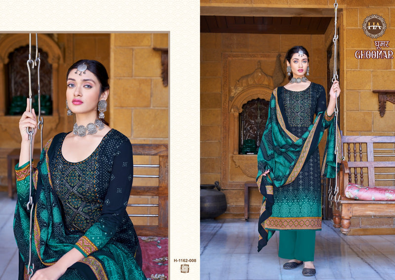 Harshit Fashion Ghoomar Vol 3 Pure Jam Cotton Digital Print With Embroidered Work Suit