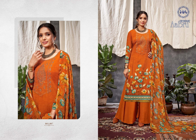 Harshit Fashion Hub Aabru Pure French Crep Digital Print Embroidered Work Salwar Suit