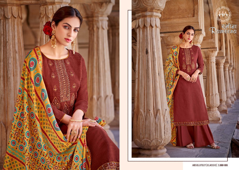 Harshit Fashion Rameena Pure Wool Pashmina Embroidered Work Salwar Kameez