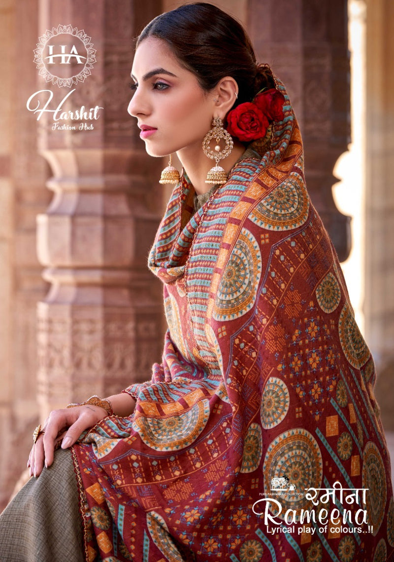 Harshit Fashion Rameena Pure Wool Pashmina Embroidered Work Salwar Kameez