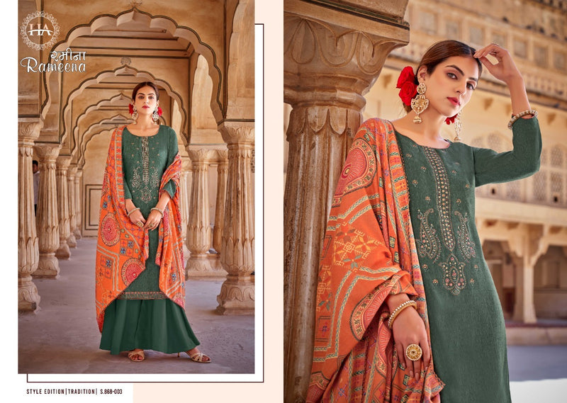 Harshit Fashion Rameena Pure Wool Pashmina Embroidered Work Salwar Kameez