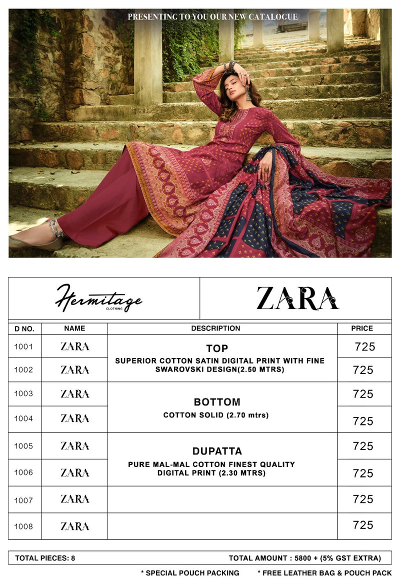 Hermitage Zara Cotton Satin Print Heavy Designer Wear Salwar Kameez