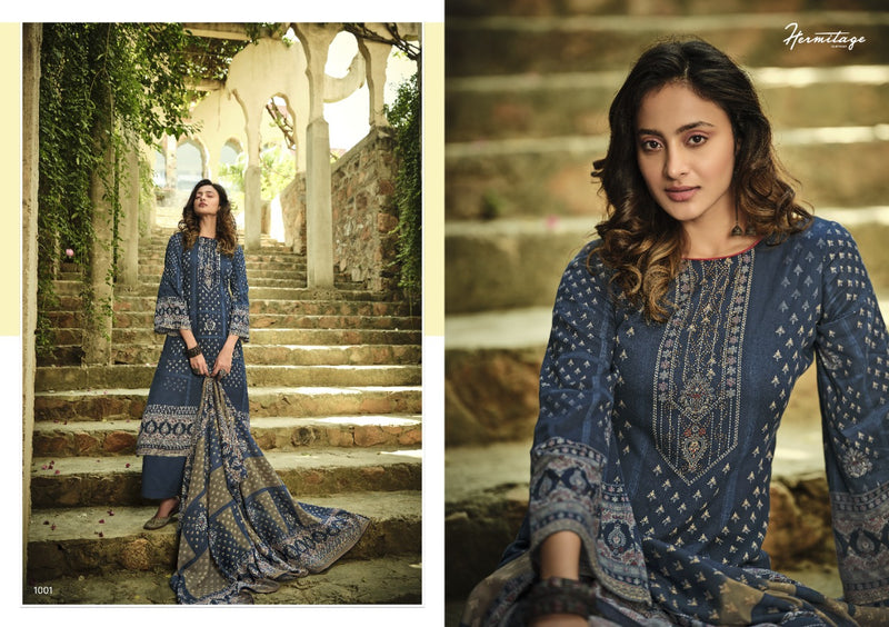 Hermitage Zara Cotton Satin Print Heavy Designer Wear Salwar Kameez