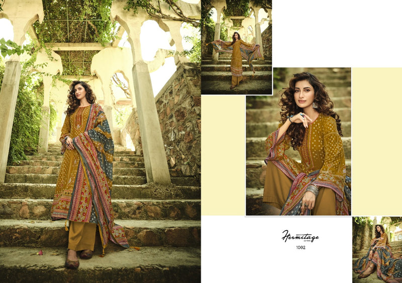 Hermitage Zara Cotton Satin Print Heavy Designer Wear Salwar Kameez