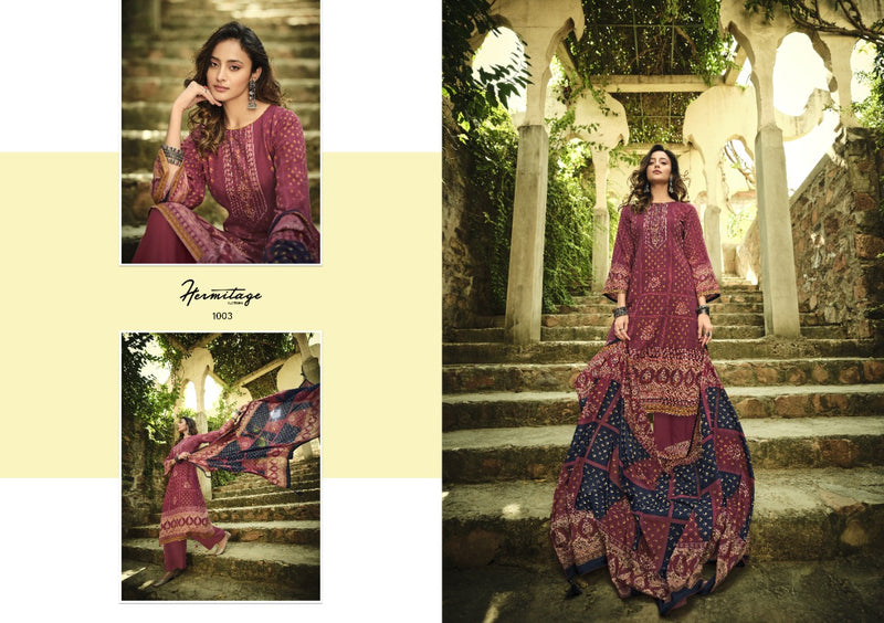 Hermitage Zara Cotton Satin Print Heavy Designer Wear Salwar Kameez