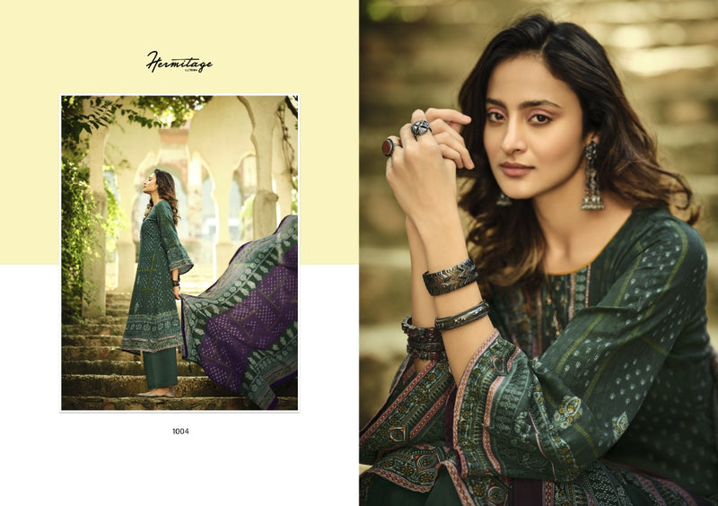 Hermitage Zara Cotton Satin Print Heavy Designer Wear Salwar Kameez