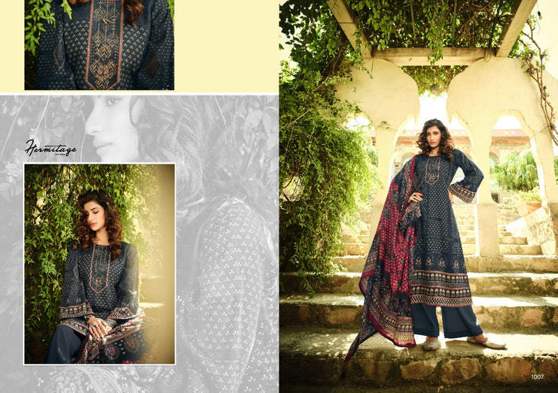 Hermitage Zara Cotton Satin Print Heavy Designer Wear Salwar Kameez
