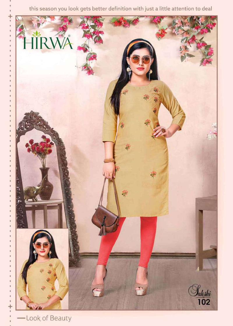 Hirwa Fashion Launch By Sakshi Rayon With Embroidery Work Long Straight Fancy Kurtis