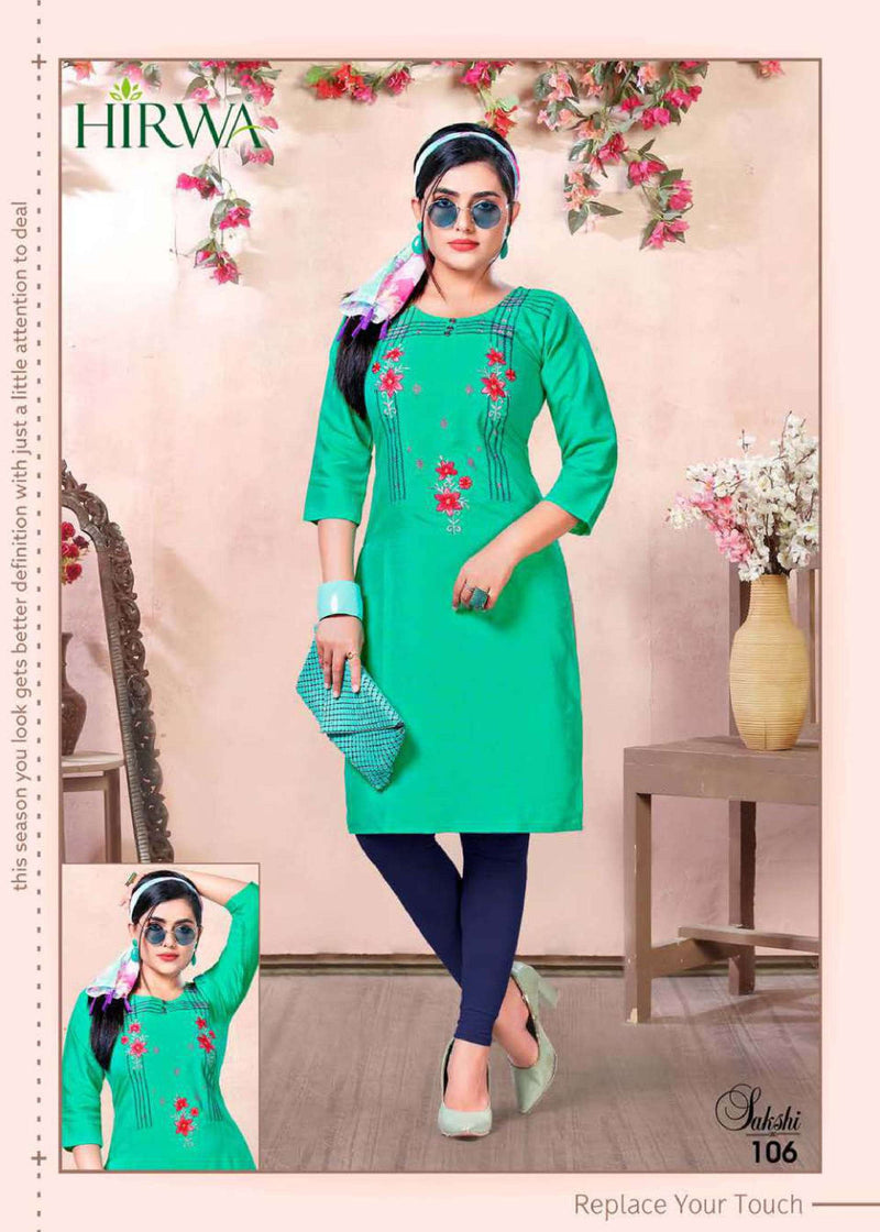 Hirwa Fashion Launch By Sakshi Rayon With Embroidery Work Long Straight Fancy Kurtis