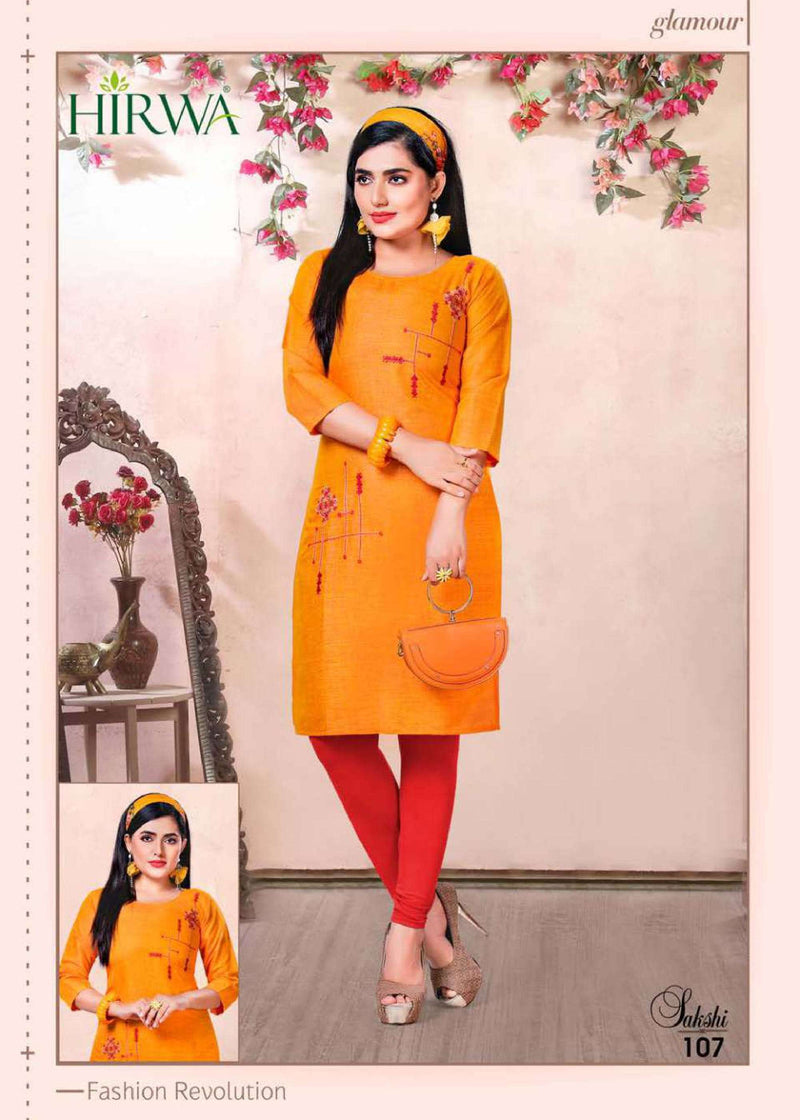 Hirwa Fashion Launch By Sakshi Rayon With Embroidery Work Long Straight Fancy Kurtis
