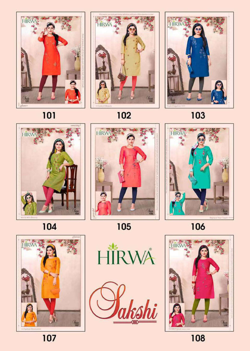Hirwa Fashion Launch By Sakshi Rayon With Embroidery Work Long Straight Fancy Kurtis
