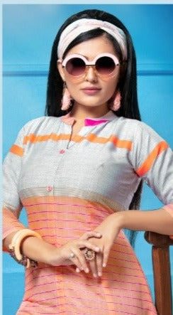 Hirwa H Dot Daisy Rayon A Line Top Style Fancy Kurtis