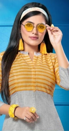 Hirwa H Dot Daisy Rayon A Line Top Style Fancy Kurtis