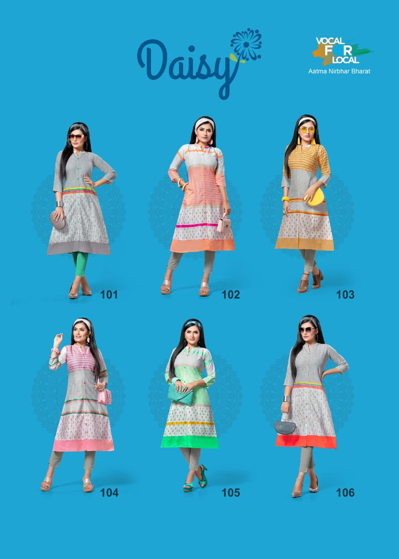 Hirwa H Dot Daisy Rayon A Line Top Style Fancy Kurtis