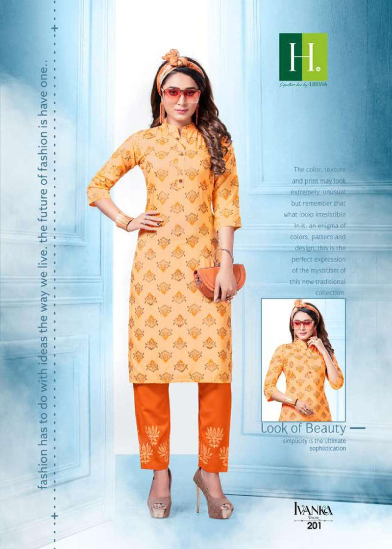 Hirwa H Dot Ivanka Vol 2 Rayon Fancy Straight Kurtis With Bottom