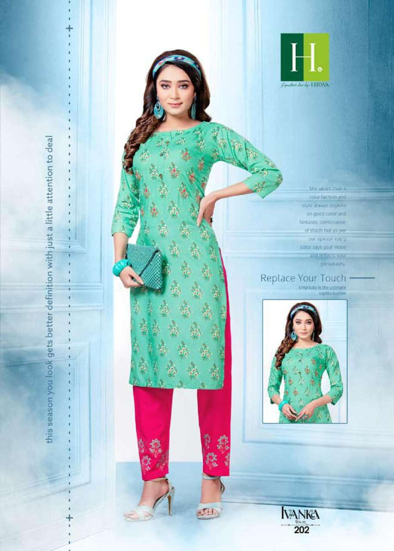 Hirwa H Dot Ivanka Vol 2 Rayon Fancy Straight Kurtis With Bottom