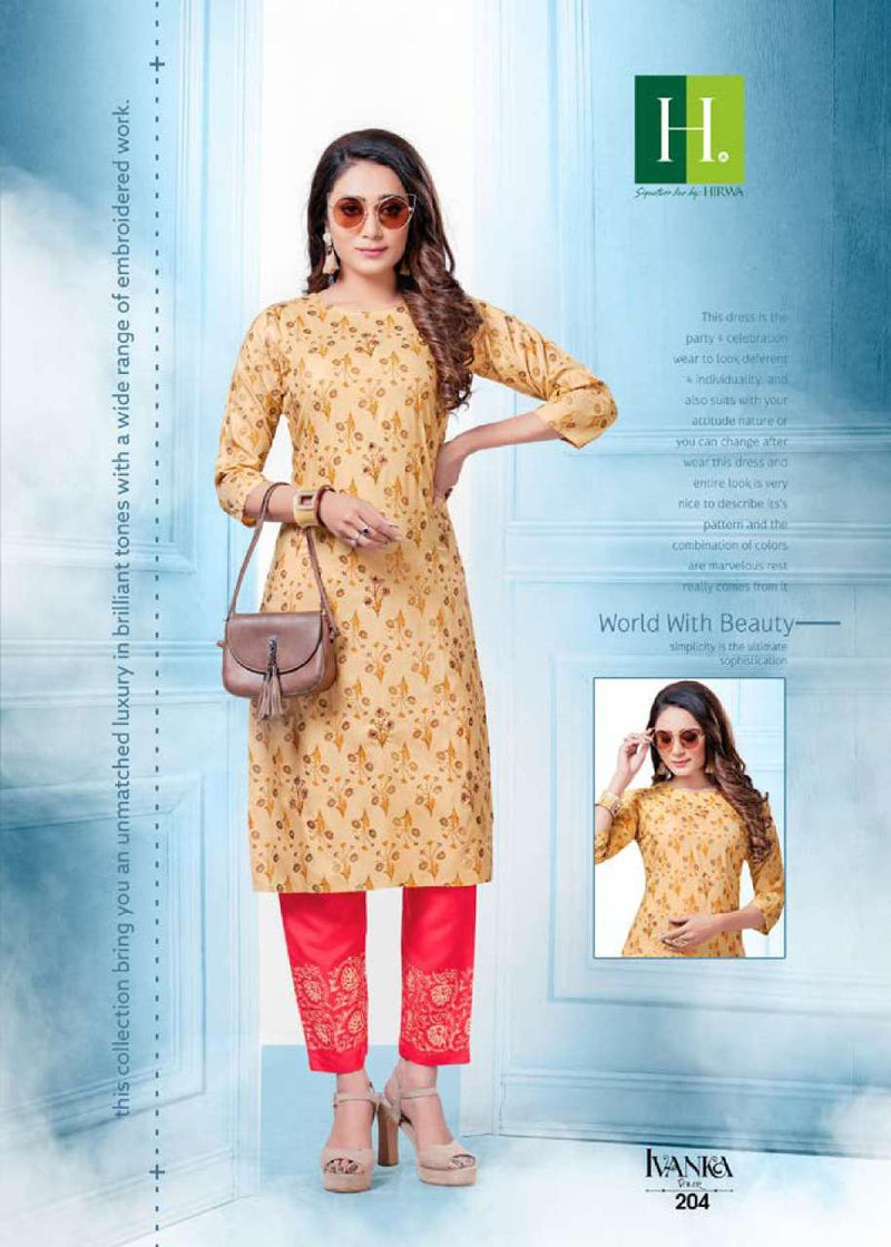 Hirwa H Dot Ivanka Vol 2 Rayon Fancy Straight Kurtis With Bottom
