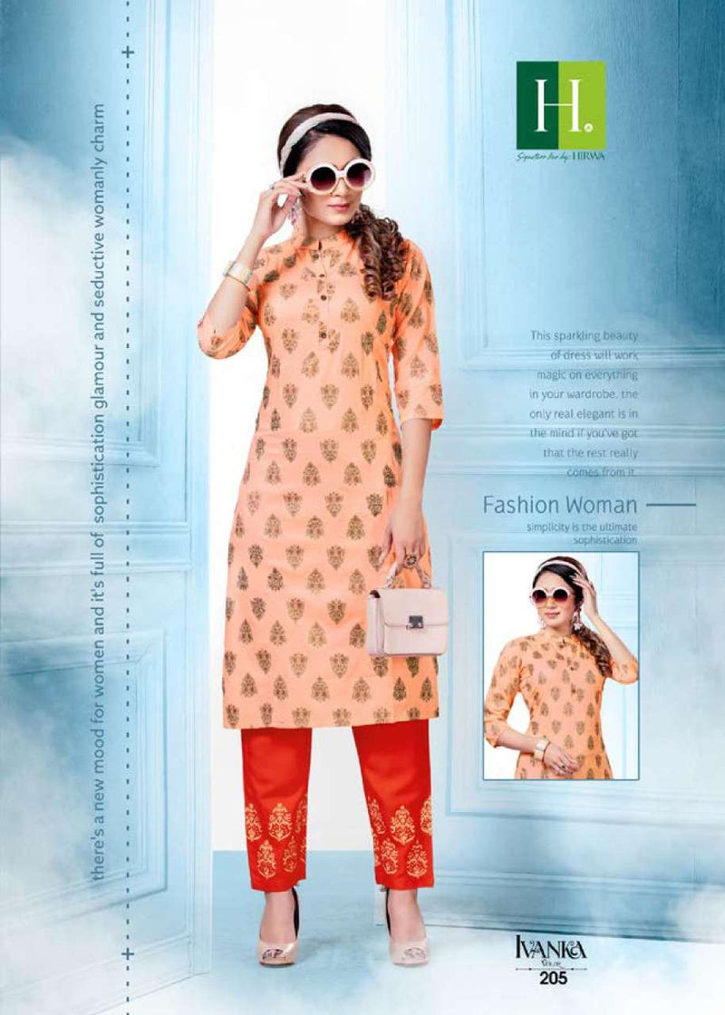Hirwa H Dot Ivanka Vol 2 Rayon Fancy Straight Kurtis With Bottom