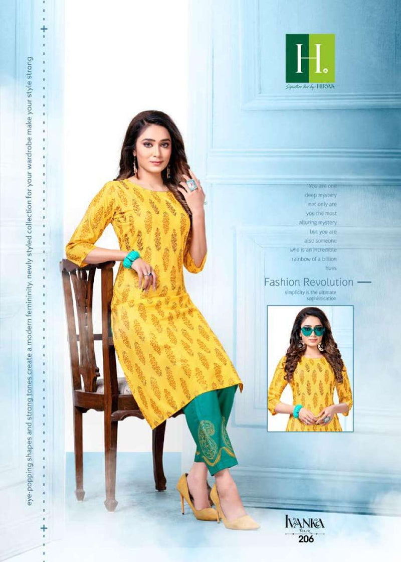 Hirwa H Dot Ivanka Vol 2 Rayon Fancy Straight Kurtis With Bottom
