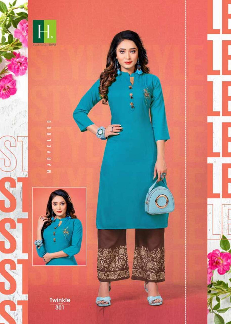 Hirwa H Dot Twinkle Vol 3 Rayon Slub Fancy Kurtis With Plazo Bottom