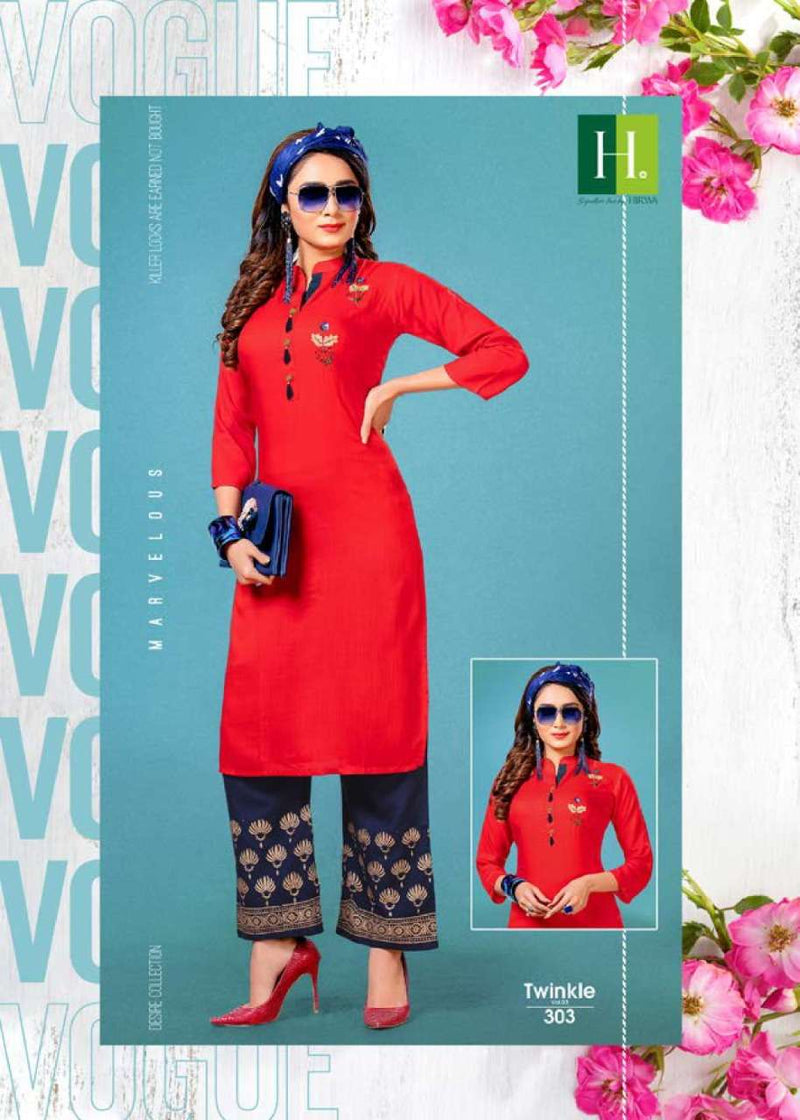 Hirwa H Dot Twinkle Vol 3 Rayon Slub Fancy Kurtis With Plazo Bottom