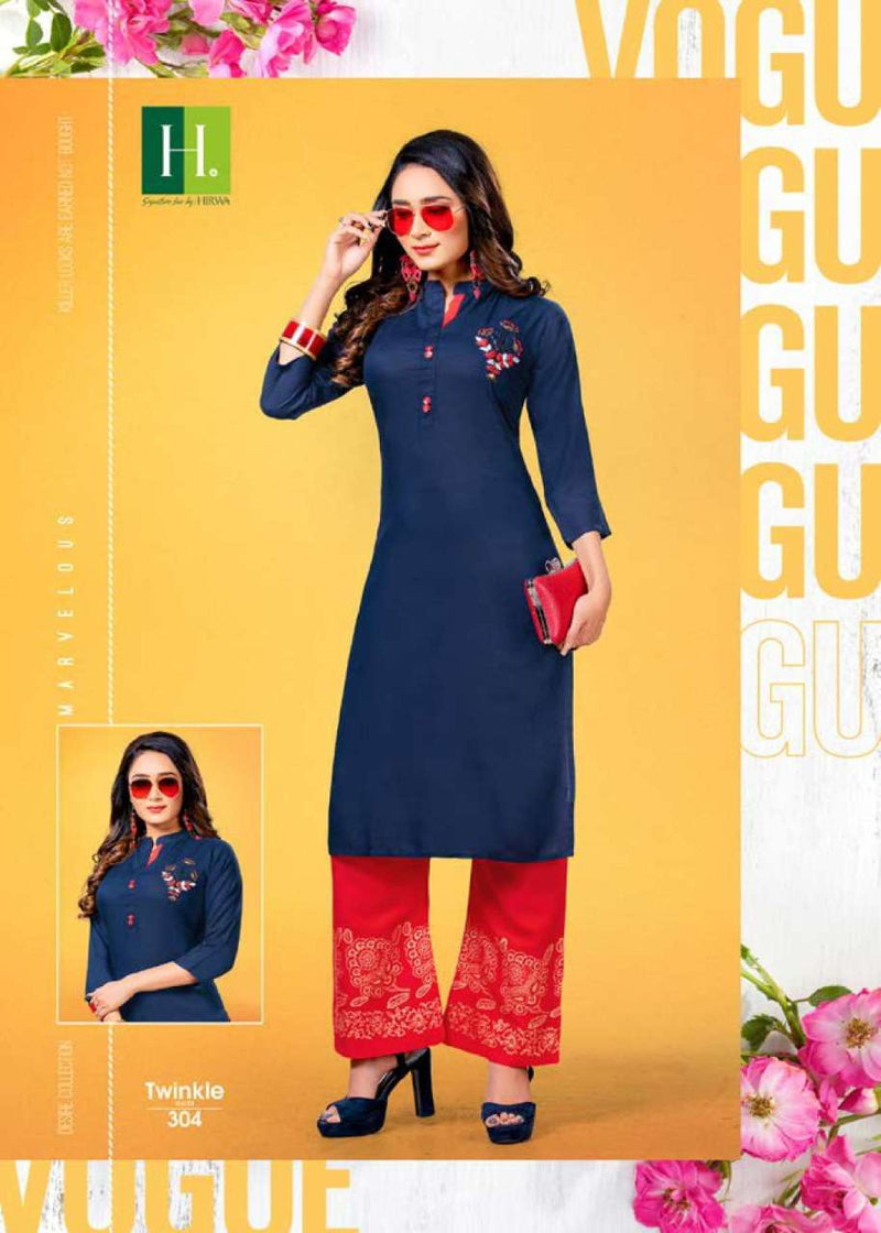 Hirwa H Dot Twinkle Vol 3 Rayon Slub Fancy Kurtis With Plazo Bottom