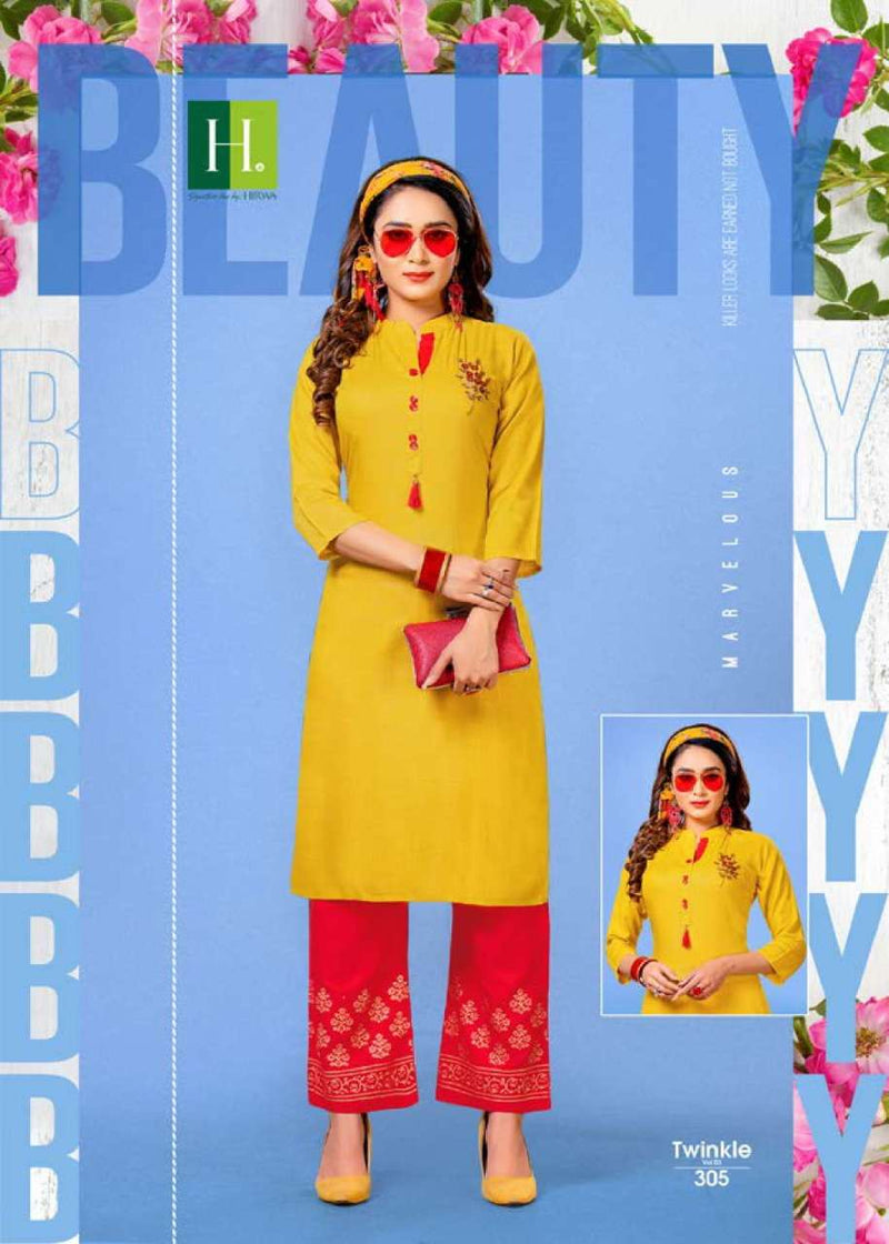 Hirwa H Dot Twinkle Vol 3 Rayon Slub Fancy Kurtis With Plazo Bottom