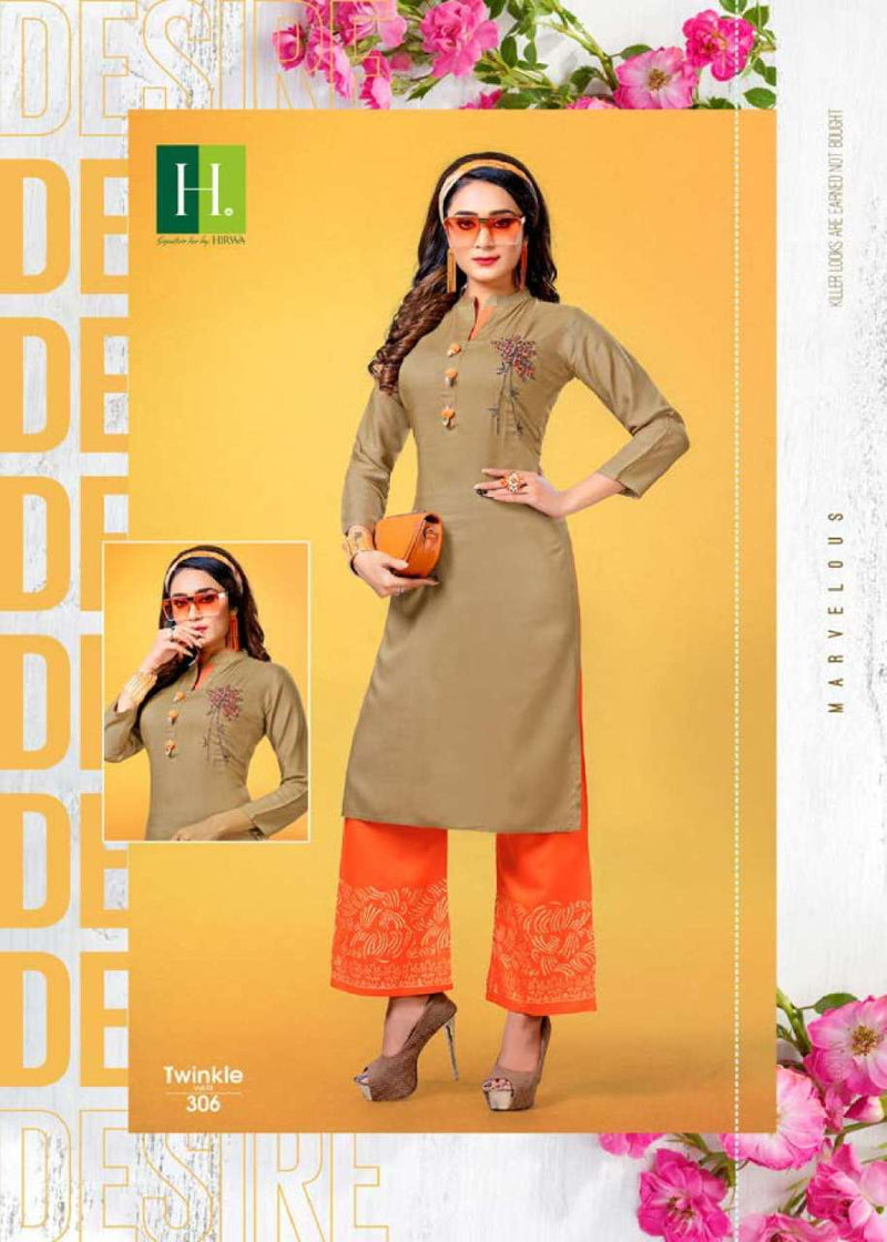 Hirwa H Dot Twinkle Vol 3 Rayon Slub Fancy Kurtis With Plazo Bottom