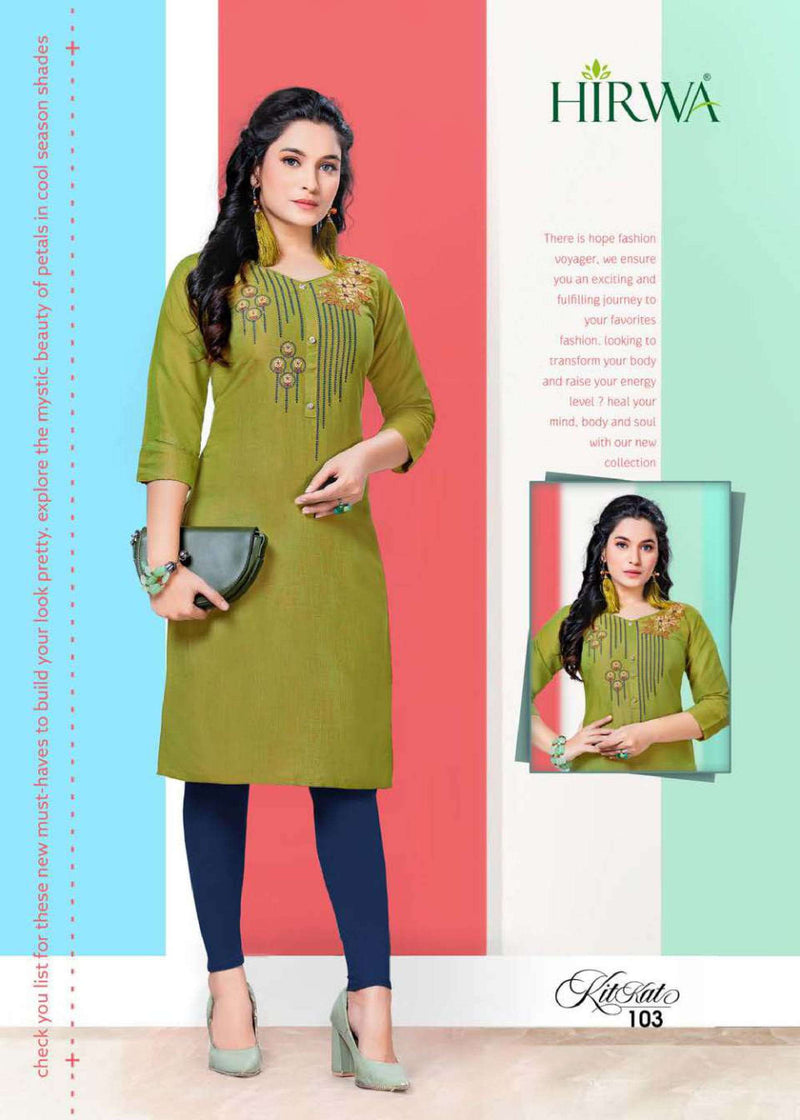 Hirwa Launch Kitkat Rayon With Embroidery Work Exclusive Straight Long Fancy Readymade Kurtis