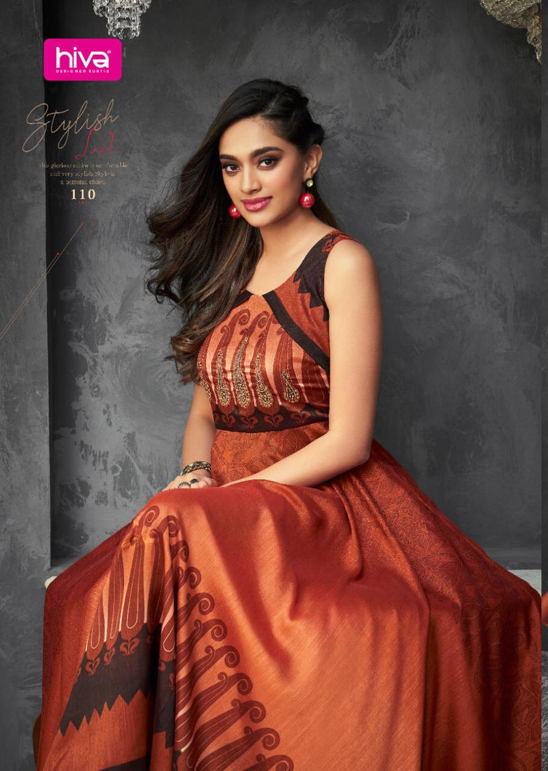 Hiva Designer Launch By Flow Soft Silk Long Gown Type Designer Wedding Wear Fancy Kurtis