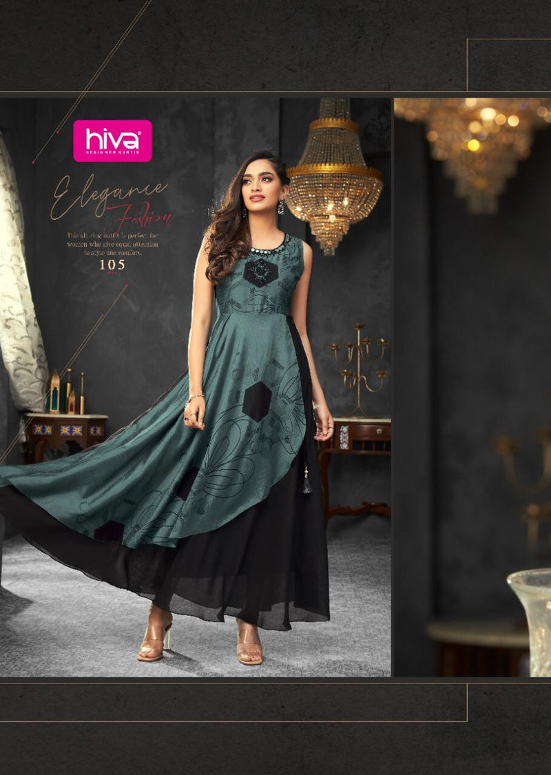 Hiva Designer Launch By Flow Soft Silk Long Gown Type Designer Wedding Wear Fancy Kurtis