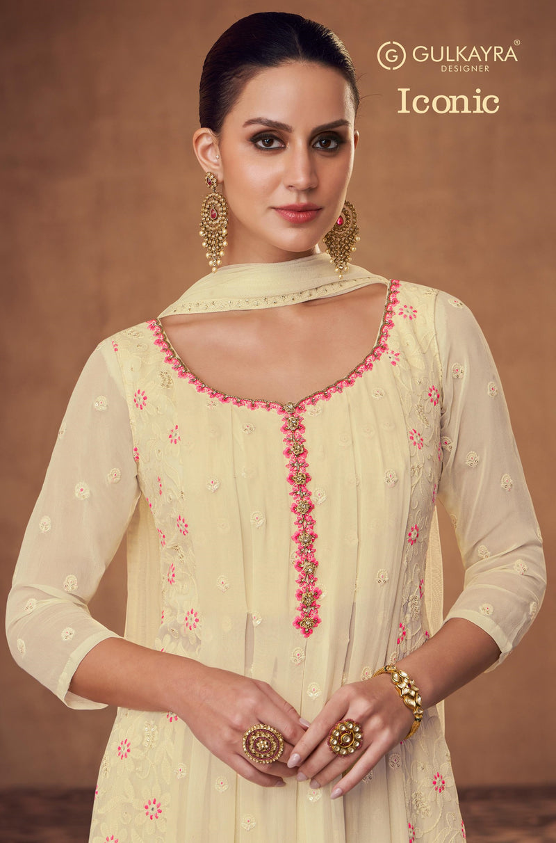 Gulkayra Designer Iconic Georgette Heavy Embroidery Work Fancy Designer Partywear Kurti