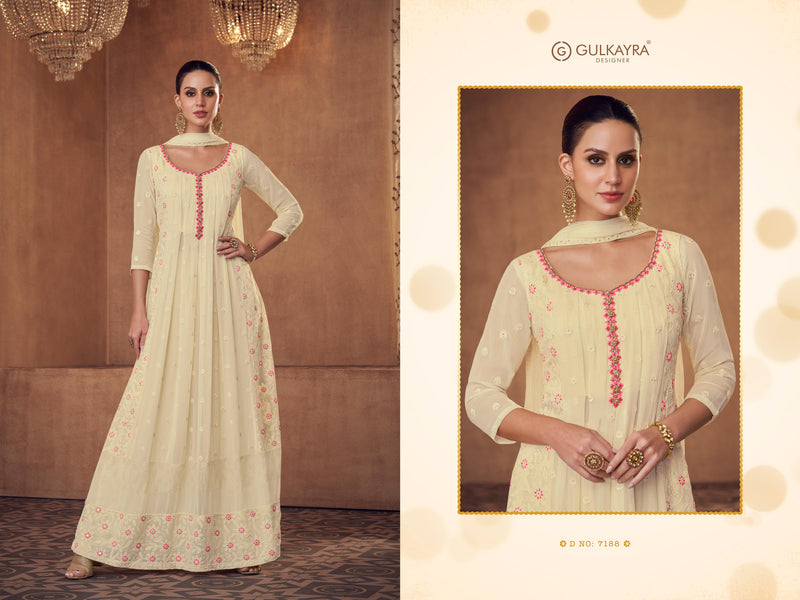 Gulkayra Designer Iconic Georgette Heavy Embroidery Work Fancy Designer Partywear Kurti
