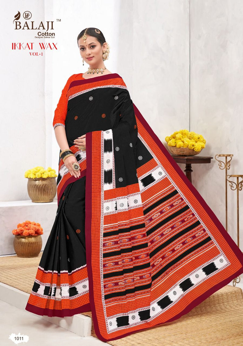 Balaji Printed Cotton Ikkat Wax Vol 1 Cotton Printed Fancy Festive Wear Sarees