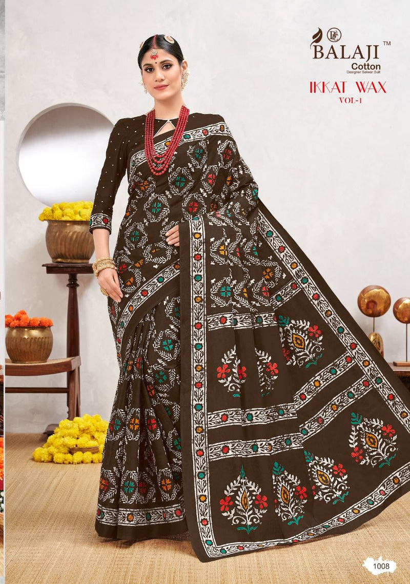 Balaji Printed Cotton Ikkat Wax Vol 1 Cotton Printed Fancy Festive Wear Sarees