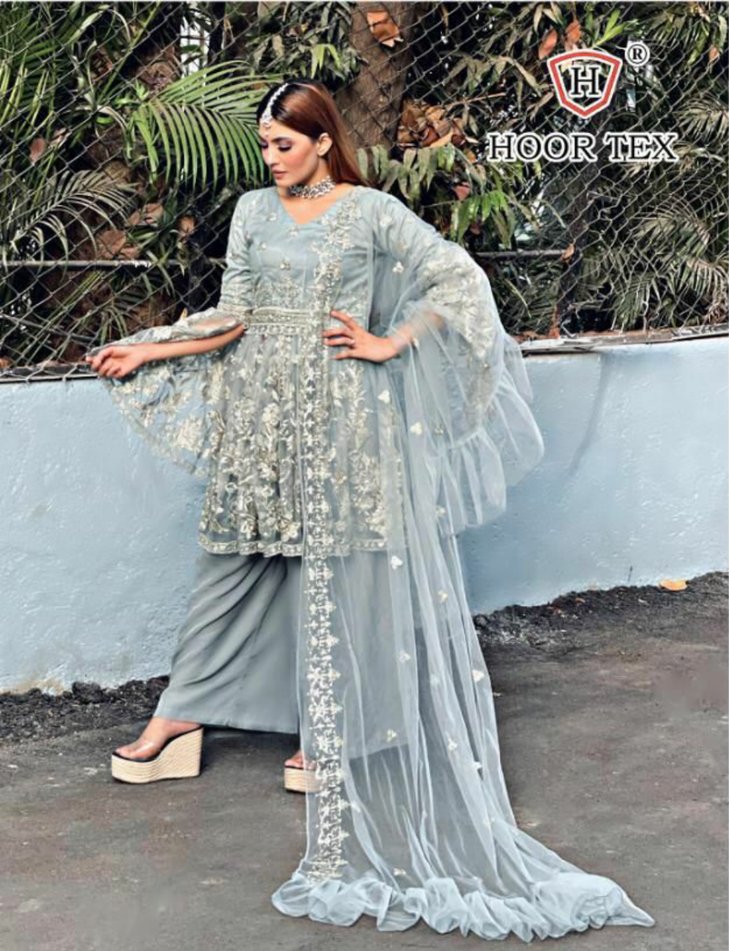 Hoor Tex Super Hit Design 19004 Heavy Net Embroidered Pakistani Suit